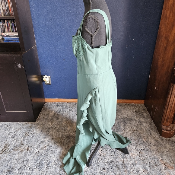 Azazie Camellia Dark Green Corset Maxi Dress womens size medium nwt - Picture 3 of 8